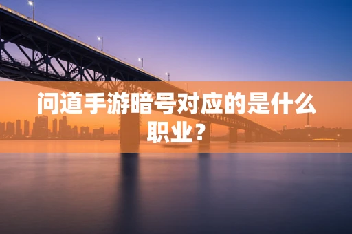问道手游暗号对应的是什么职业？