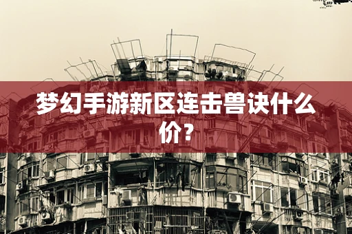 梦幻手游新区连击兽诀什么价？