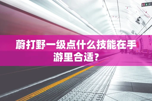 蔚打野一级点什么技能在手游里合适？